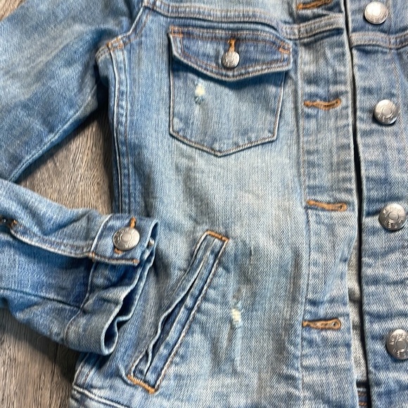 J.Crew Factory Distressed Denim Jacket, size xx small - Picture 4 of 10